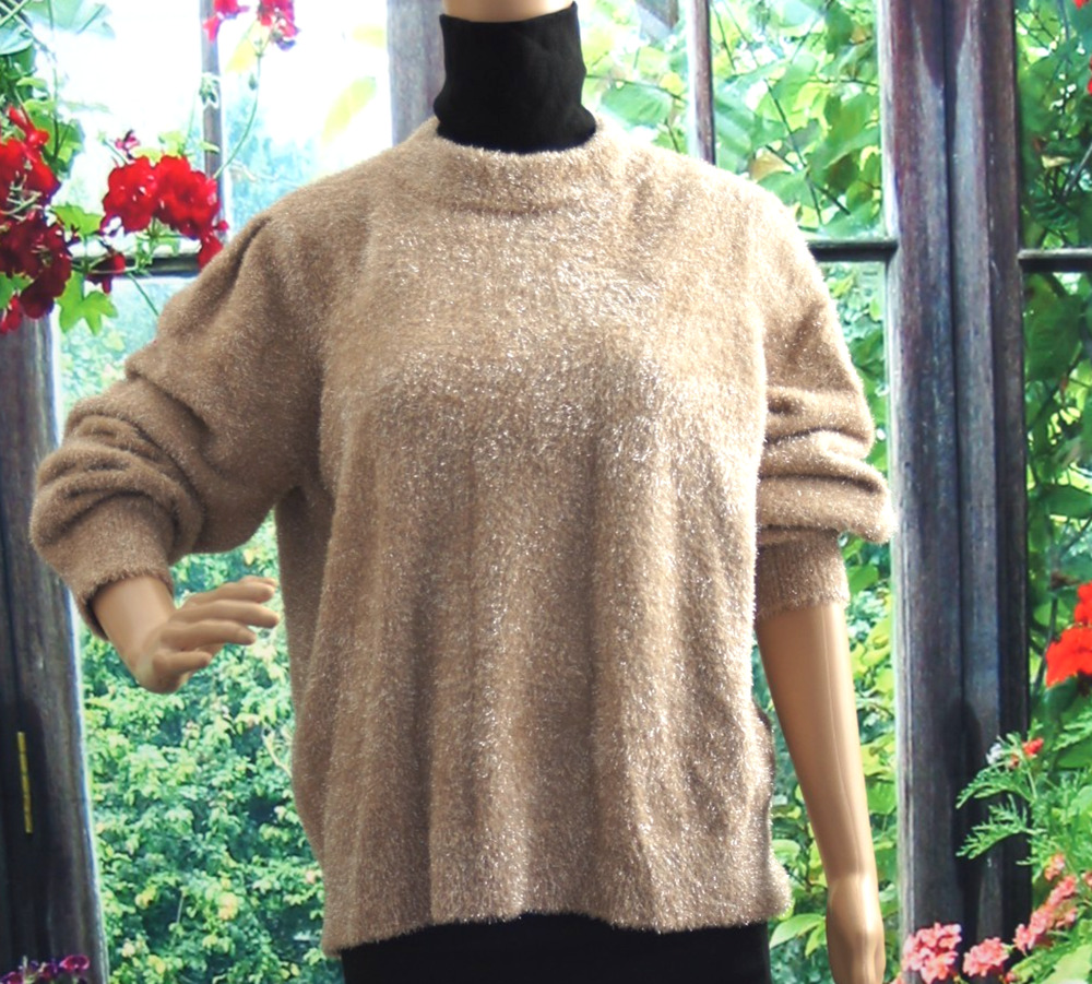 WHBM Champagne Glitter Crew Neck Sweater size XL
